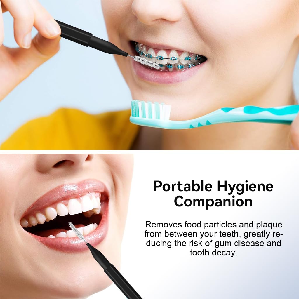 HANNEA 25Pcs Braces Brush for Cleaner Interdental Brush, 2.5mm Toothpick Dental Tooth Flossing Head Oral Dental Hygiene Flosser Toothpick Cleaners Tooth Cleaning Tool, Black HANNEA 25Pcs Braces Brush for Cleaner Interdental Brush, 2.5mm Toothpick Dental Tooth Flossing Head Oral Dental Hygiene Flosser Toothpick Cleaners Tooth Cleaning Tool, Black